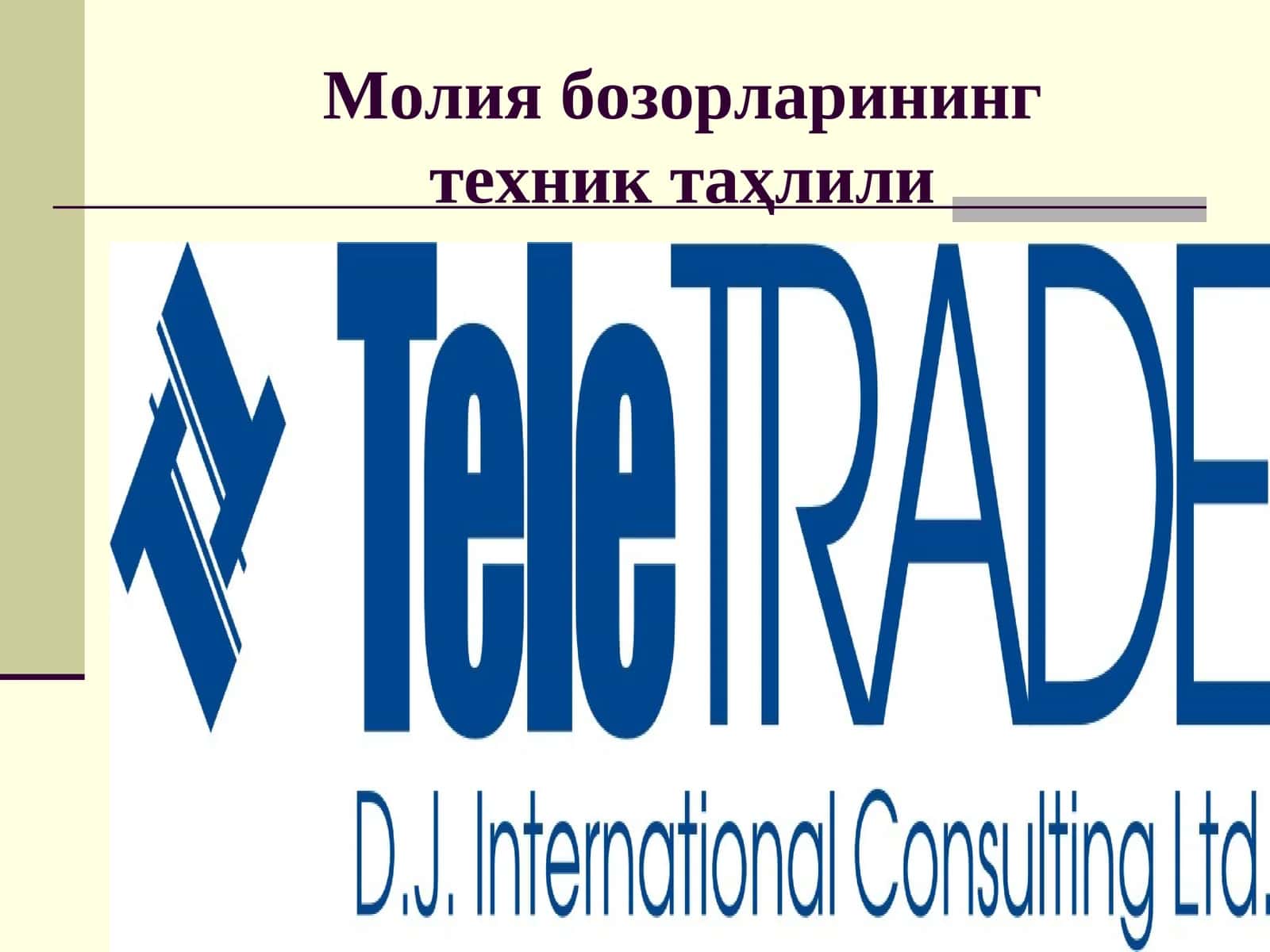 Молия бозорларининг техник таҳлили