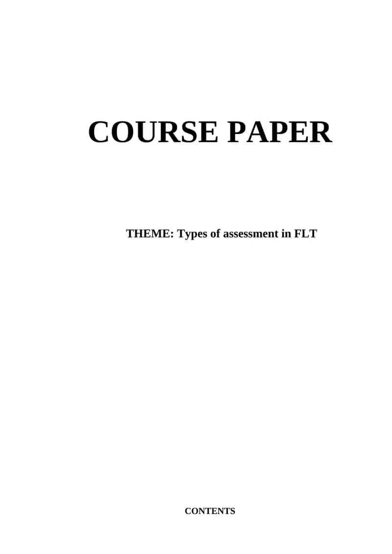 Types of assessment in FLT