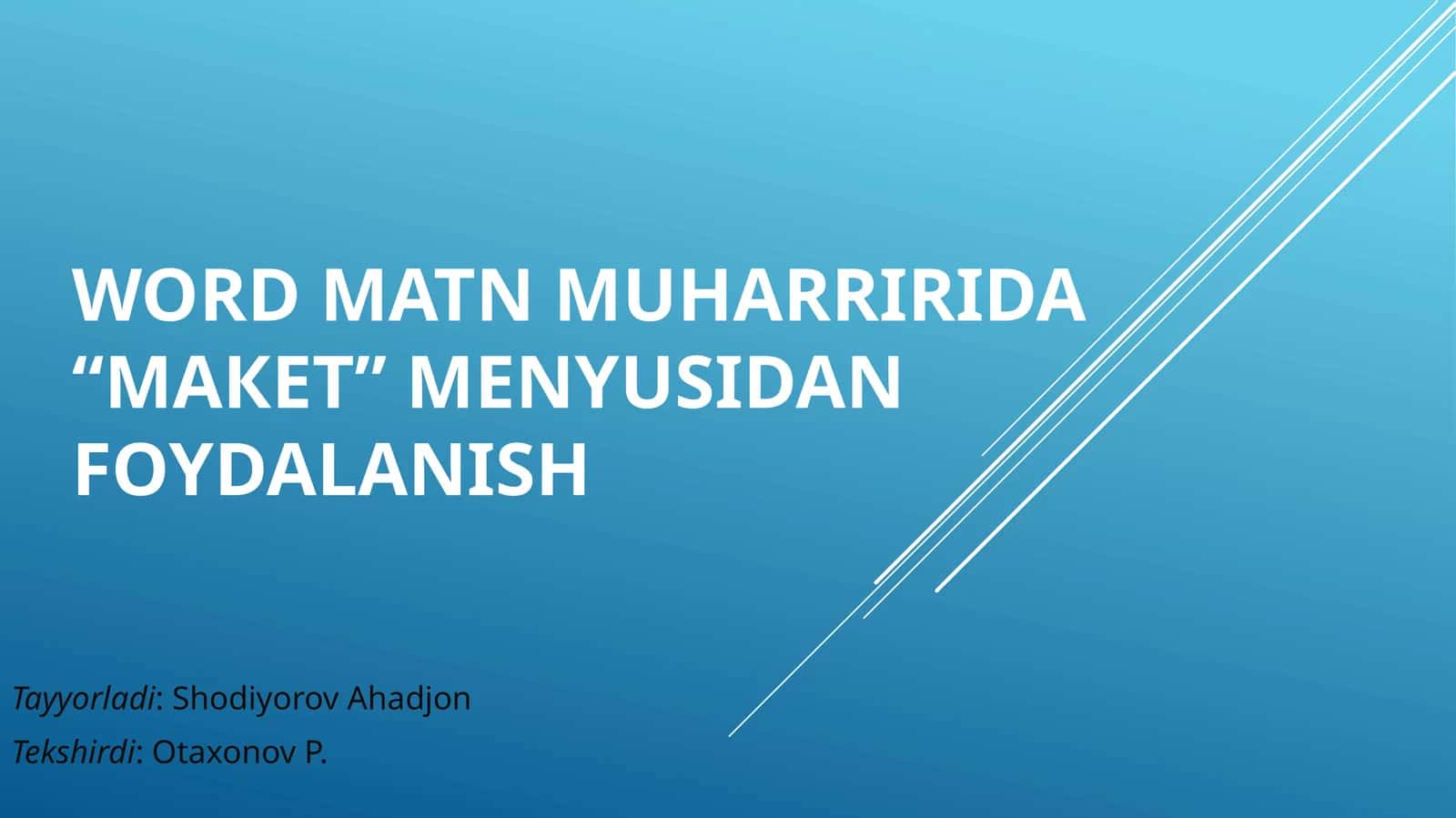 Wordmatnmuharririda“макет”menyusidanfoydalanish