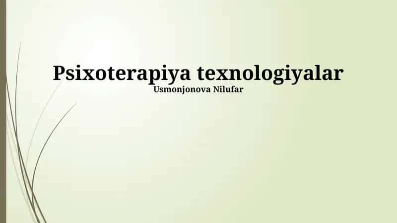 Psixoterapiya Texnologiyalar