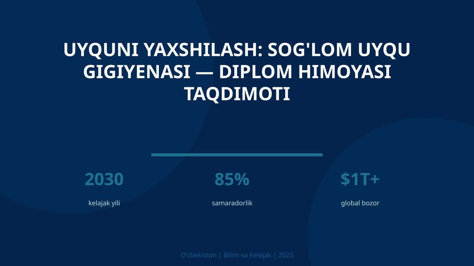Uyquni yaxshilash: sog'lom uyqu gigiyenasi — diplom himoyasi taqdimoti