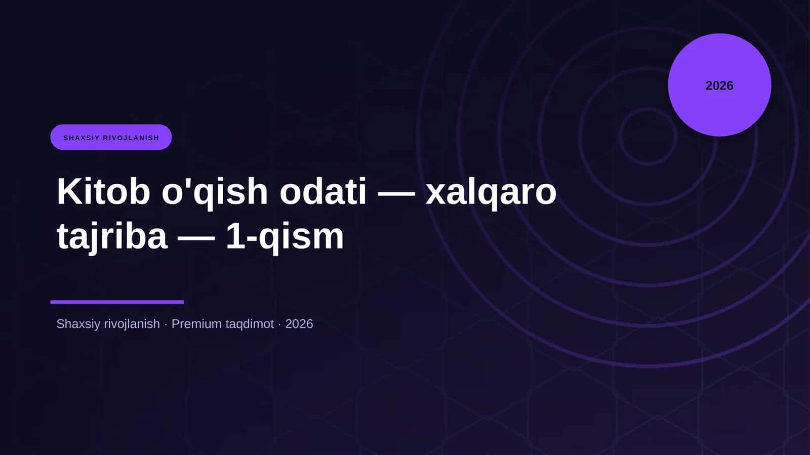 Kitob o'qish odati — xalqaro tajriba — 1-qism