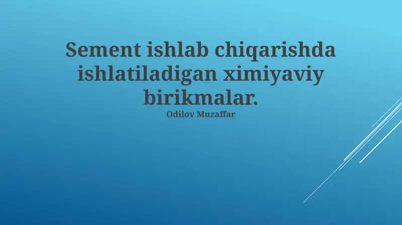 Tsement Ishlab Chiqarishda Qo'llaniladigan Kimyoviy Birikmalar