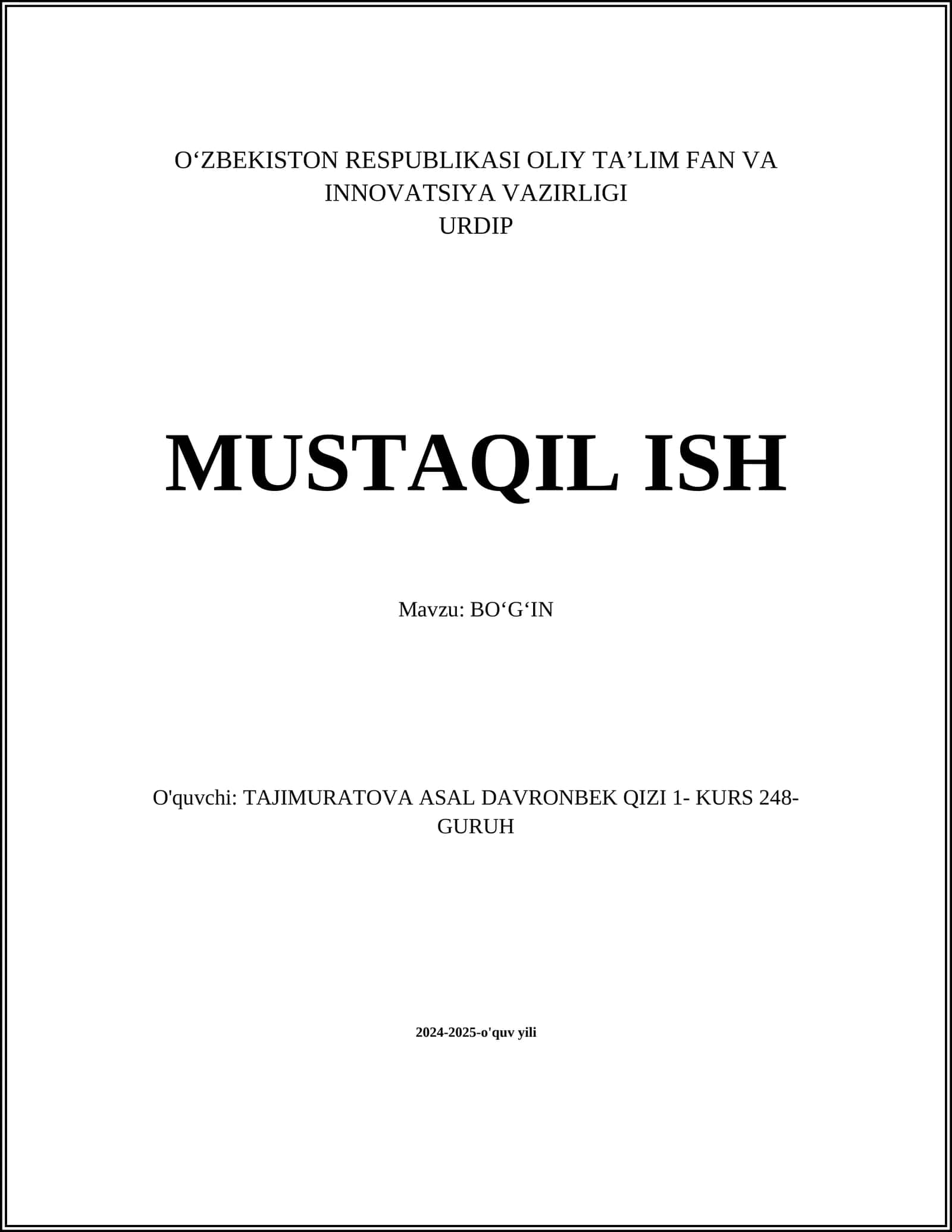BOʻGʻIN