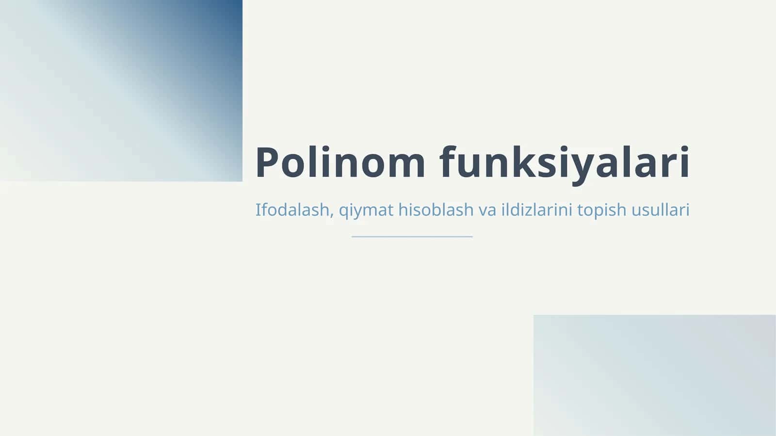 Polinom funksiyalari