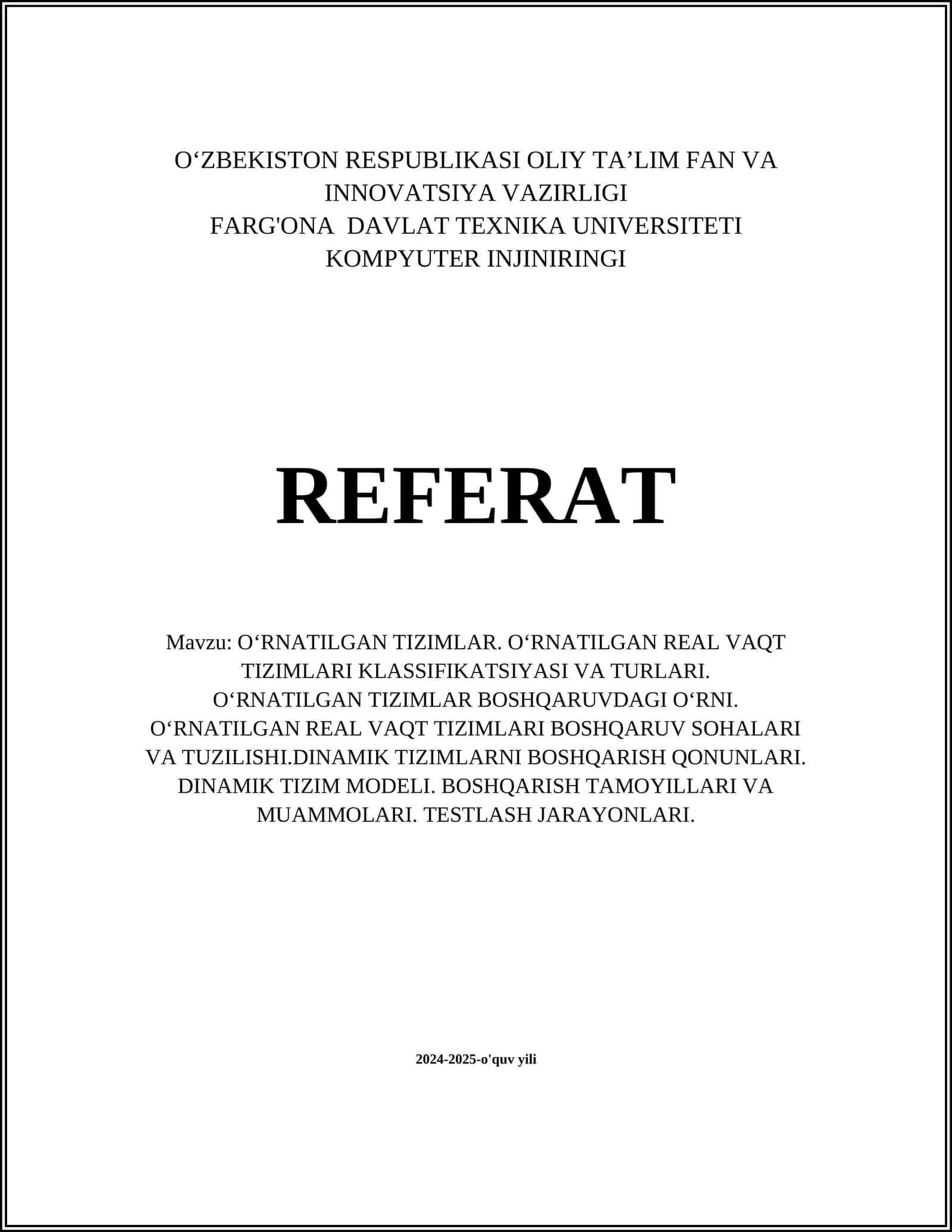 O‘rnatilgan Tizimlar