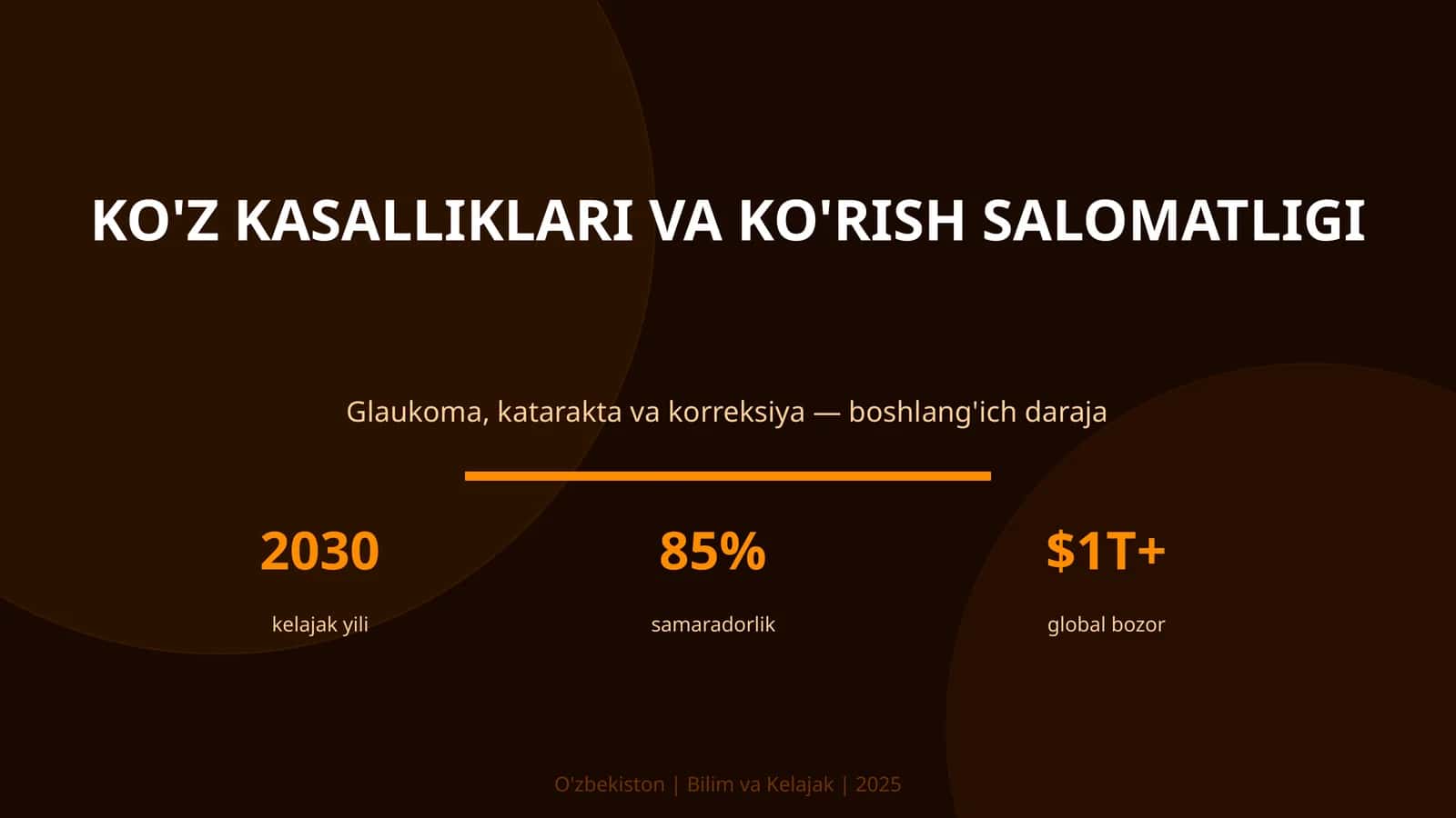KO'Z KASALLIKLARI VA KO'RISH SALOMATLIGI