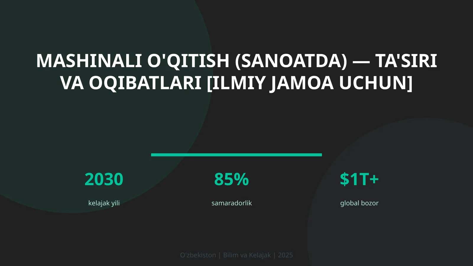 Mashinali o'qitish (sanoatda) — ta'siri va oqibatlari [ilmiy jamoa uchun]