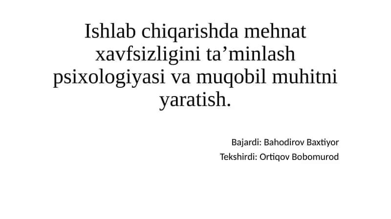 Mehmatxavfsizligi Psixologiyasi