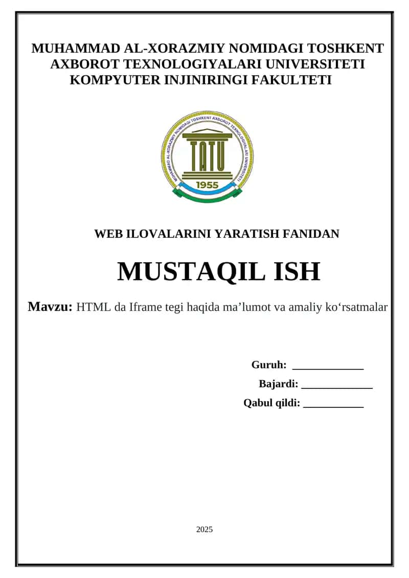HTML da Iframe tegi haqida ma’lumot va amaliy ko‘rsatmalar