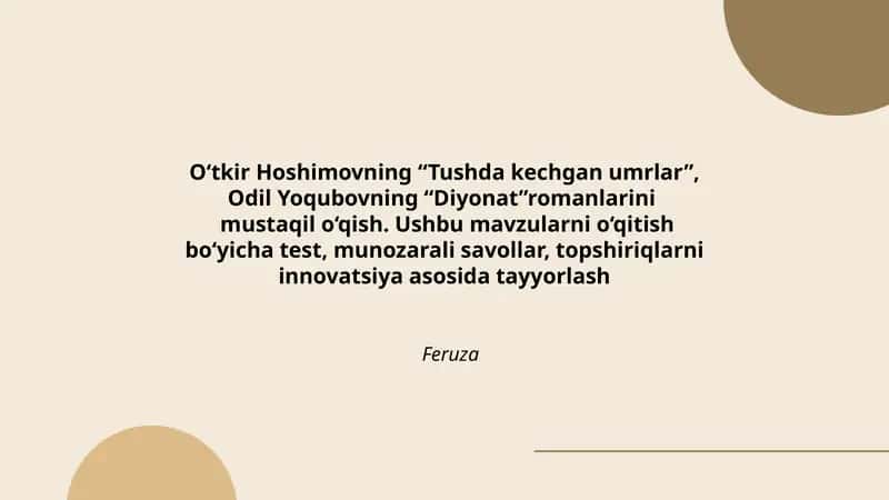 Tushda kechgan umrlar, Diyonat