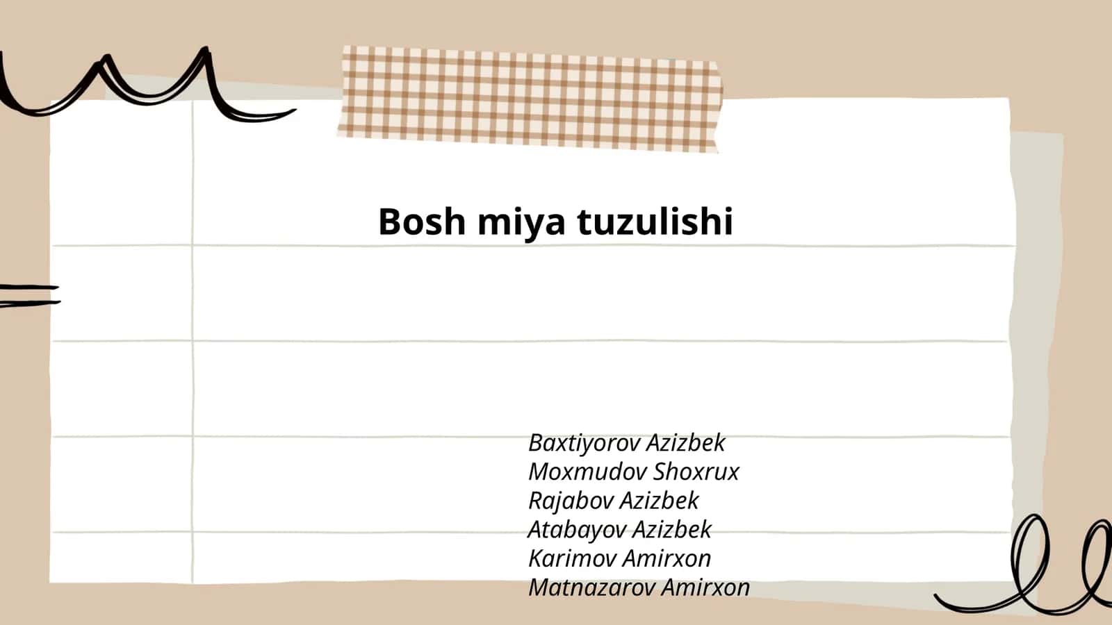 Bosh miya tuzulishi