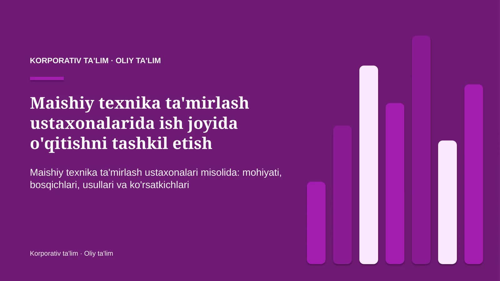 Maishiy texnika ta'mirlash ustaxonalarida ish joyida o'qitishni tashkil etish