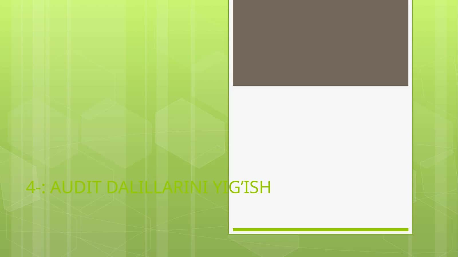 AUDIT DALILLARINI YIG’ISH