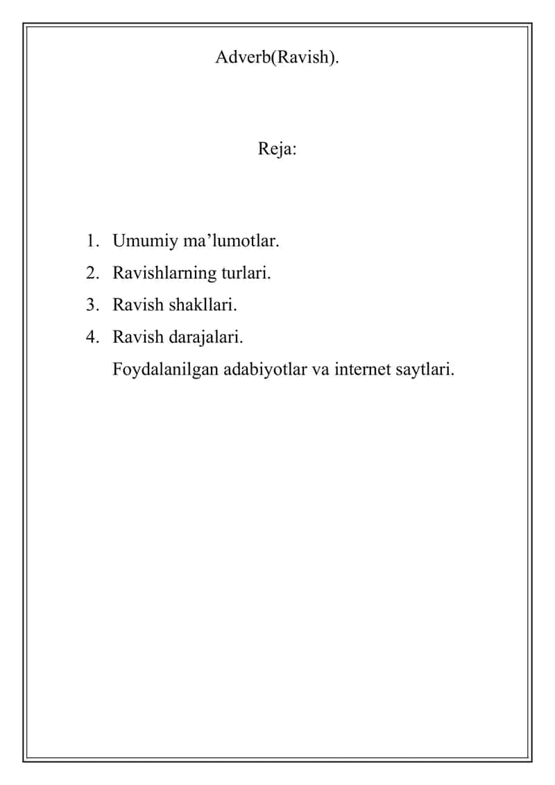 Adverb (Ravishlar)