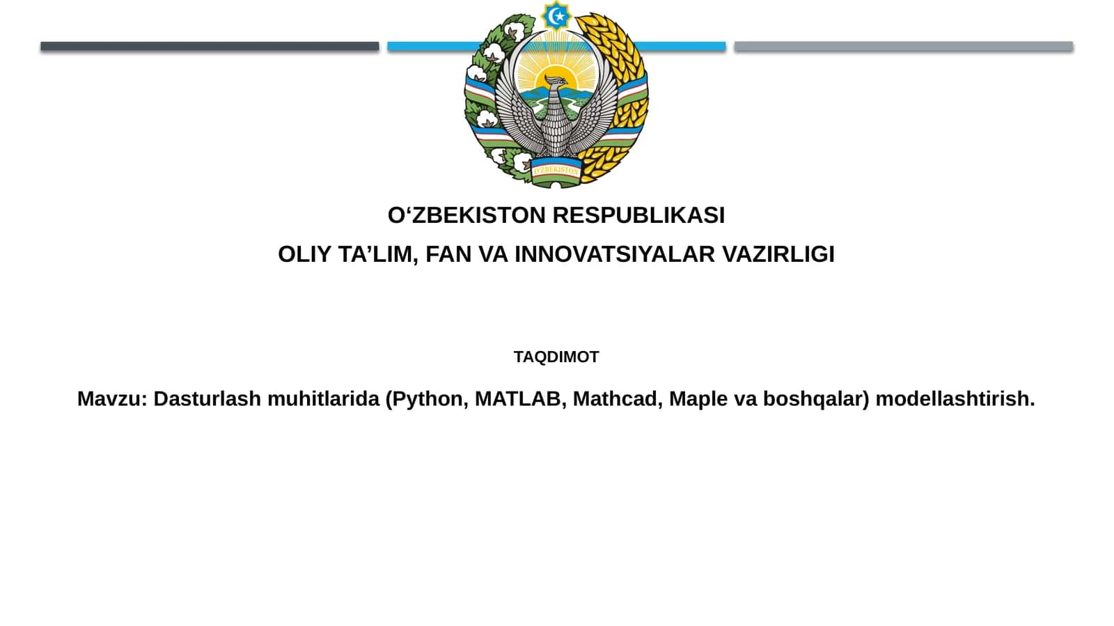 Dasturlash va matematik modellashtirish