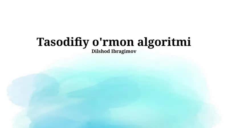 Tasodifiy o'rmon algoritmi