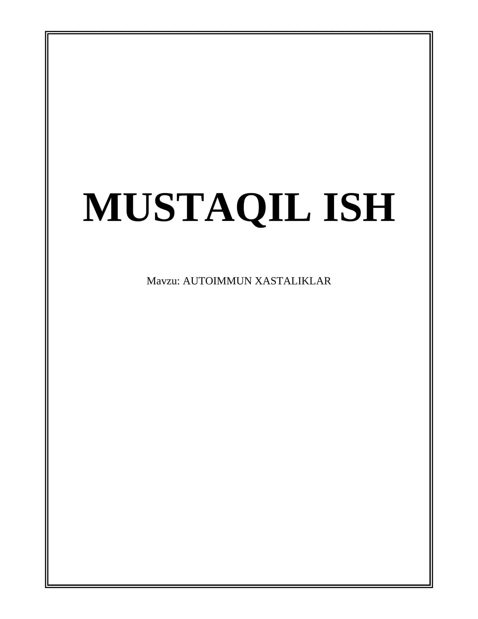 AUTOIMMUN XASTALIKLAR