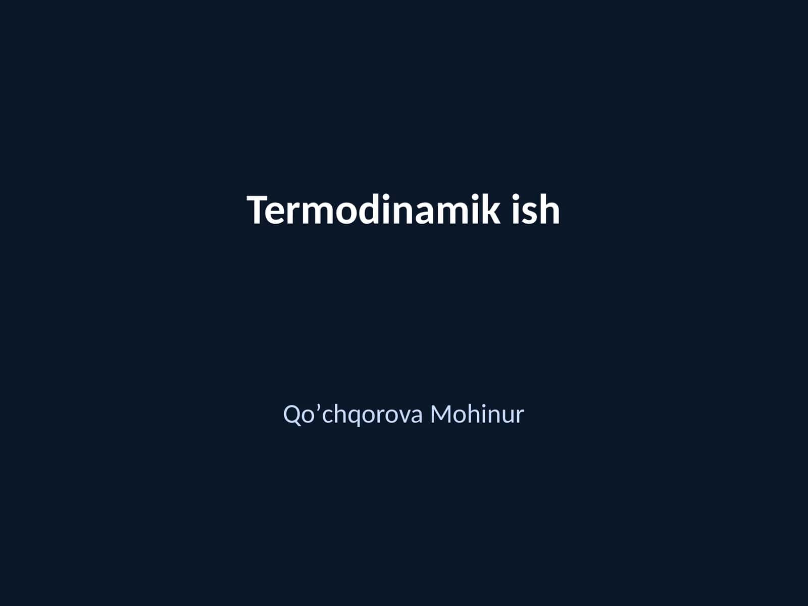 Termodinamik ish