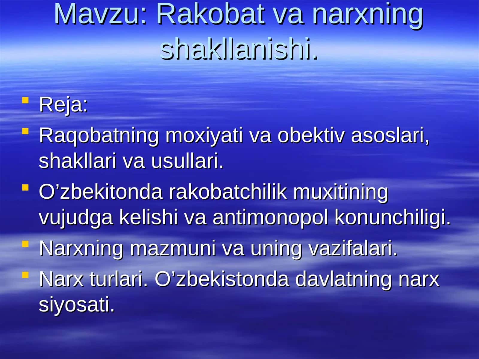 Rakobat va narxning shakllanishi