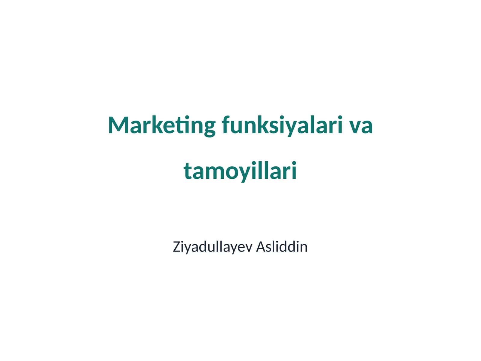 Marketing funksiyalari va tamoyillari