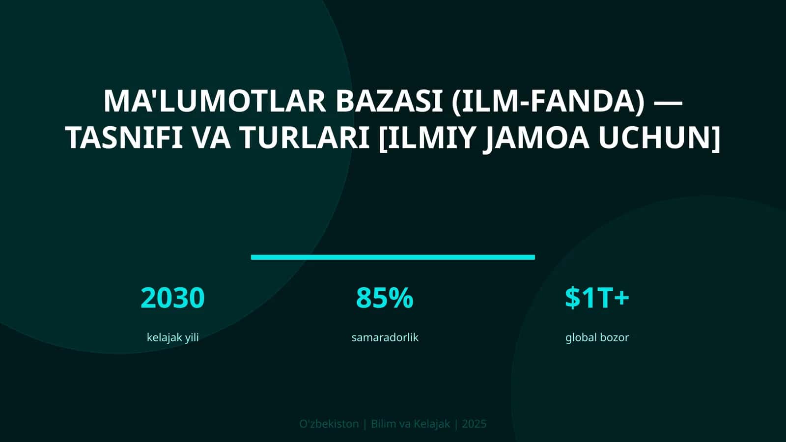MA'LUMOTLAR BAZASI (ILM-FANDA) — TASNIFI VA TURLARI [ILMIY JAMOA UCHUN]