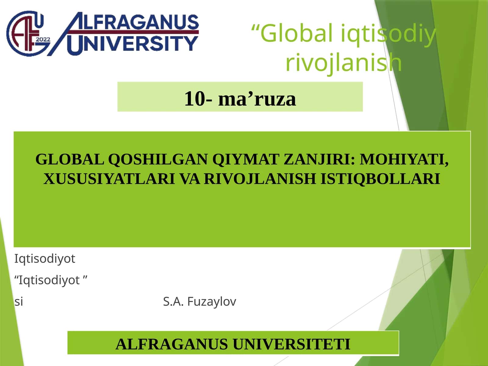 GLOBAL QOSHILGAN QIYMAT ZANJIRI: MOHIYATI, XUSUSIYATLARI VA RIVOJLANISH ISTIQBOLLARI
