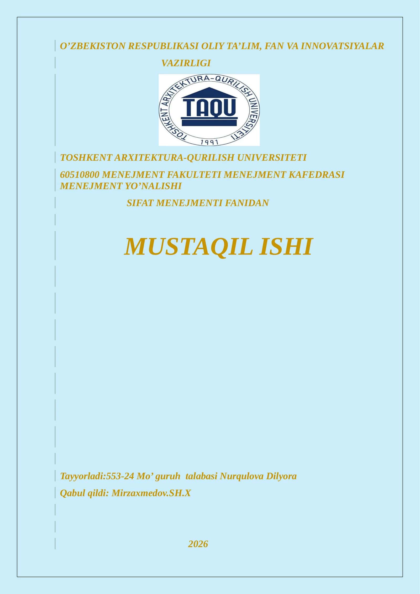 SIFAT MENEJMENTIDA STATISTIK USULLAR
