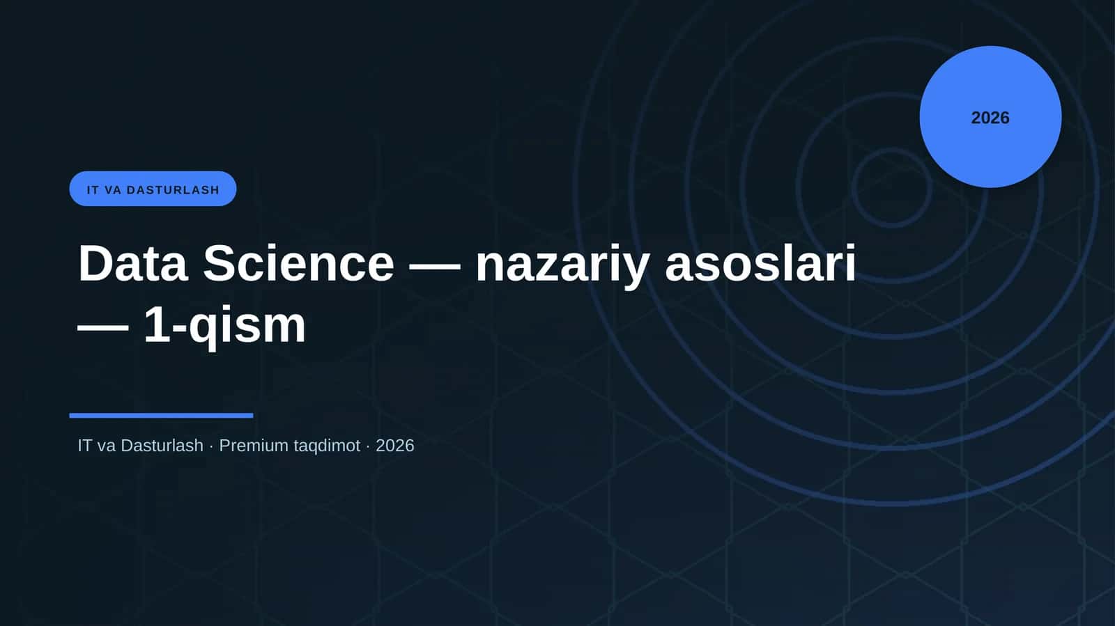 Data Science — nazariy asoslari — 1-qism