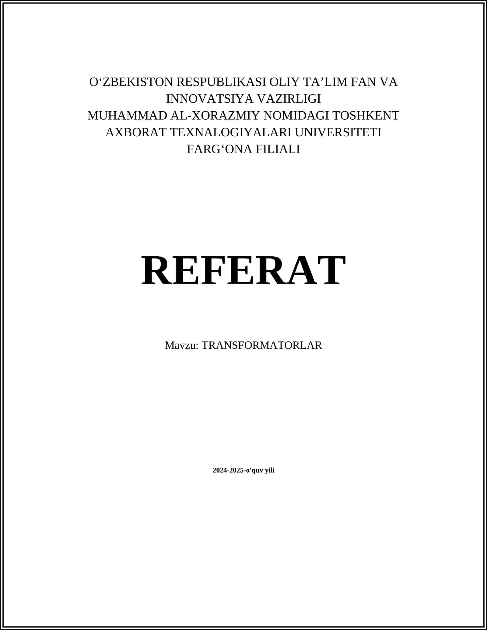 TRANSFORMATORLAR