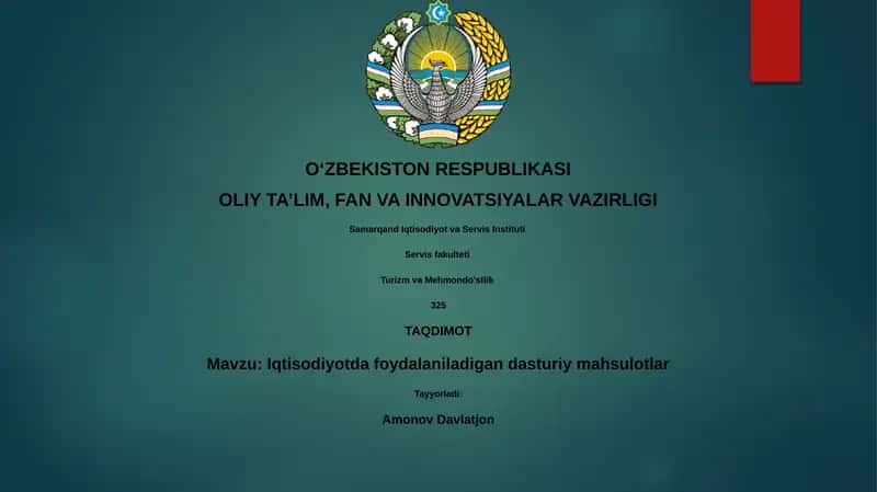 Iqtisodiyotda foydalaniladigan dasturiy mahsulotlar