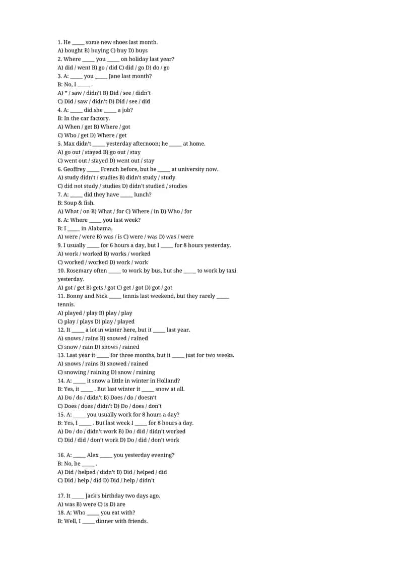 English Verb Tense Exercise