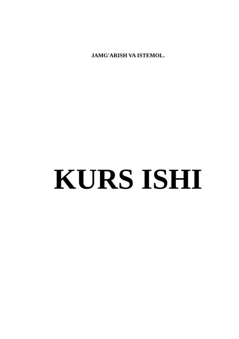 JAMG'ARISH VA ISTEMOL
