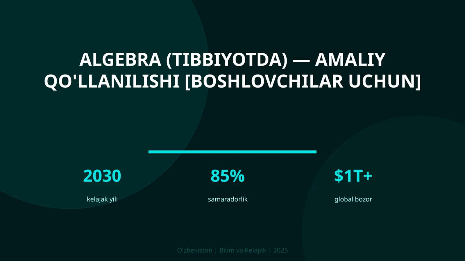 Algebra (Tibbiyotda) - Amaliy Qo'llanilishi [Boshlovchilar uchun]