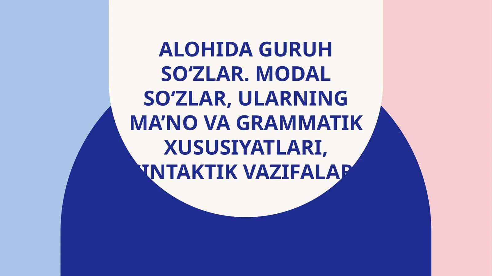 Alohida guruh so‘zlar. Modal so‘zlar, ularning ma’no va grammatik xususiyatlari, sintaktik vazifalari