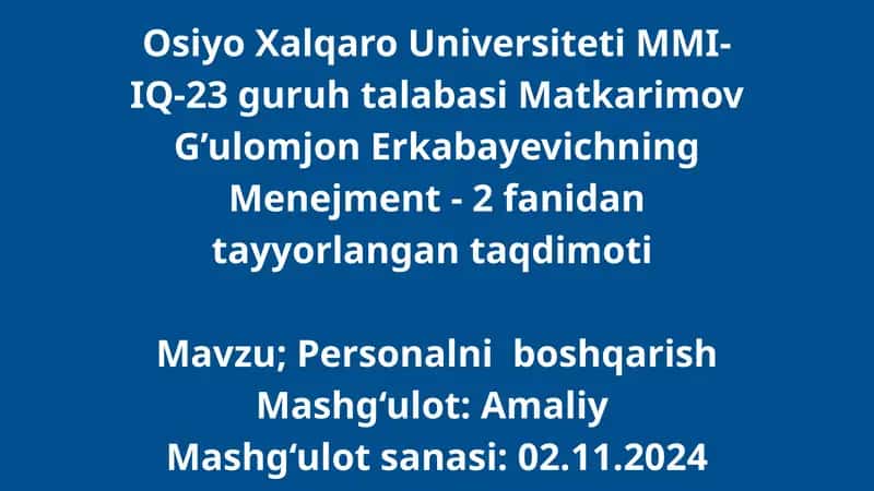 Personalni boshqarish