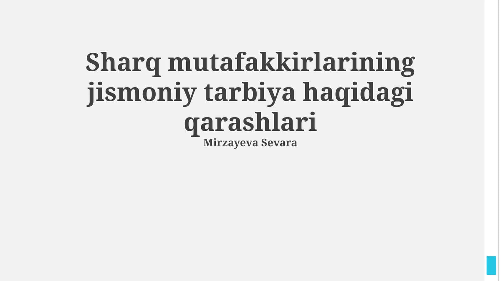Sharq mutafakkirlarining jismoniy tarbiya haqidagi qarashlari