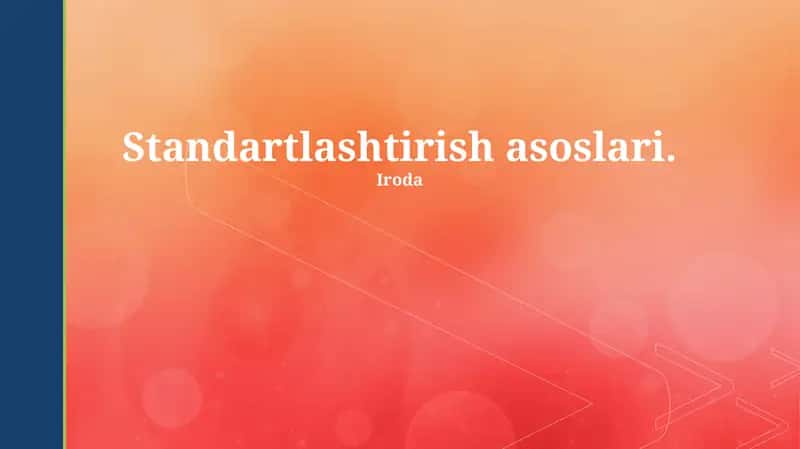 Standartlashtirish asoslari