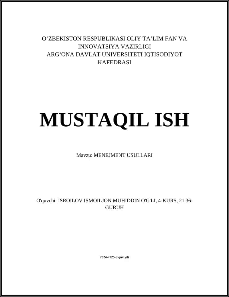 MENEJMENT USULLARI