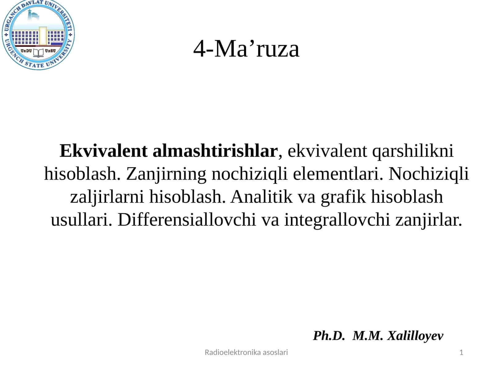Radioelektronika asoslari
