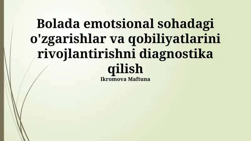 Hissiy sohada yuz bergan o'zgarishlarni aniqlash