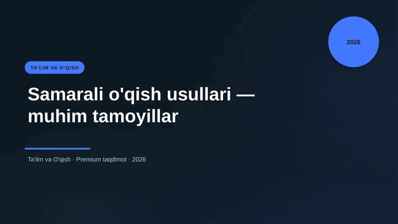 Samarali o'qish usullari — muhim tamoyillar