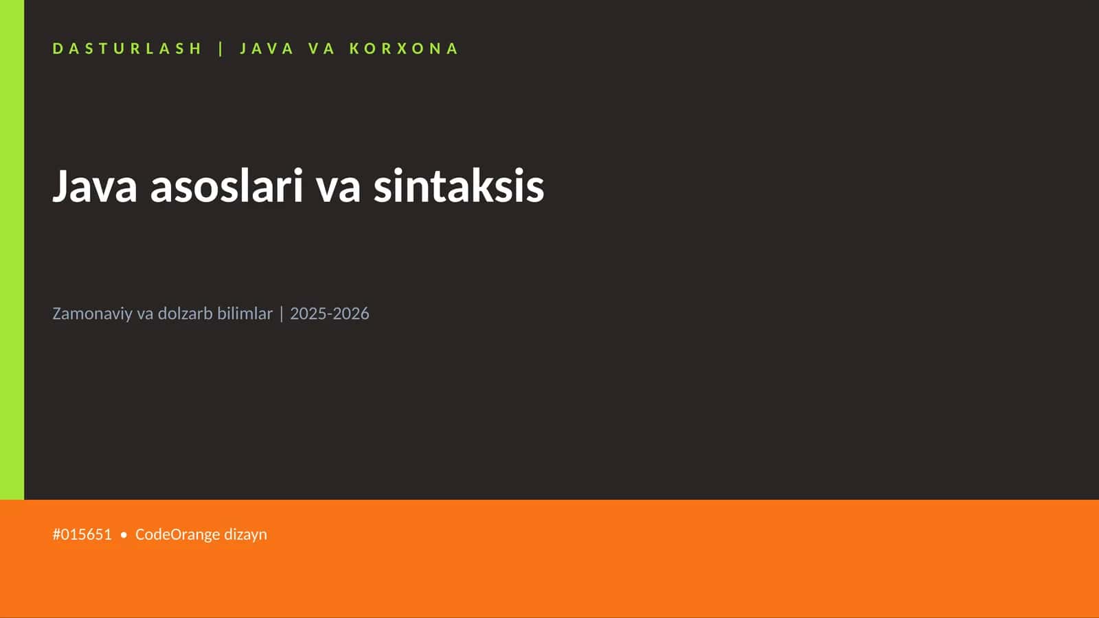 Java asoslari va sintaksis