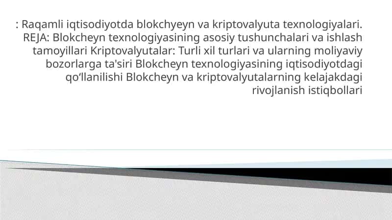 Raqamli iqtisodiyotda blokchyeyn va kriptovalyuta texnologiyalari