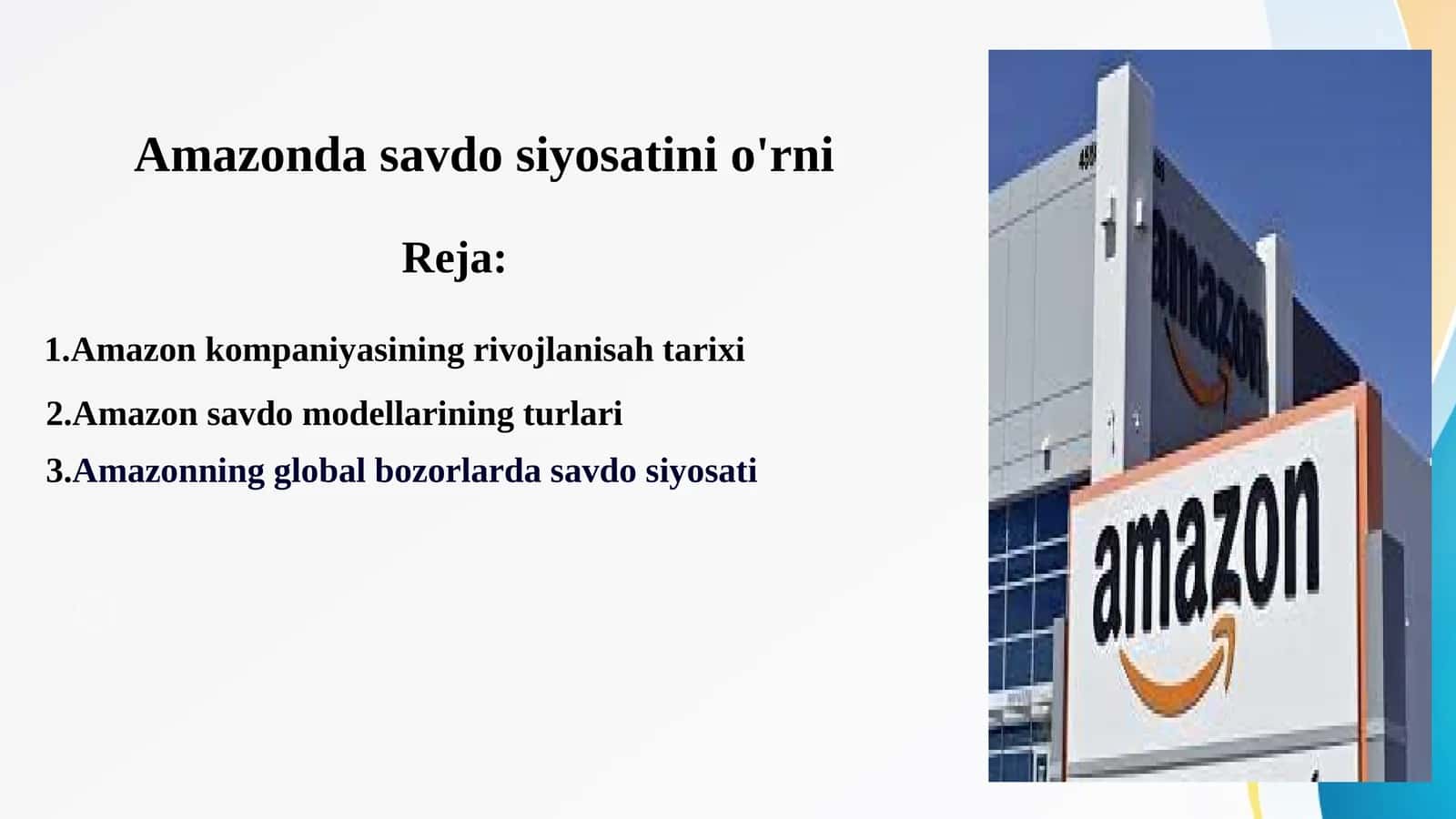 Amazon kompaniyasining rivojlanisah tarixi