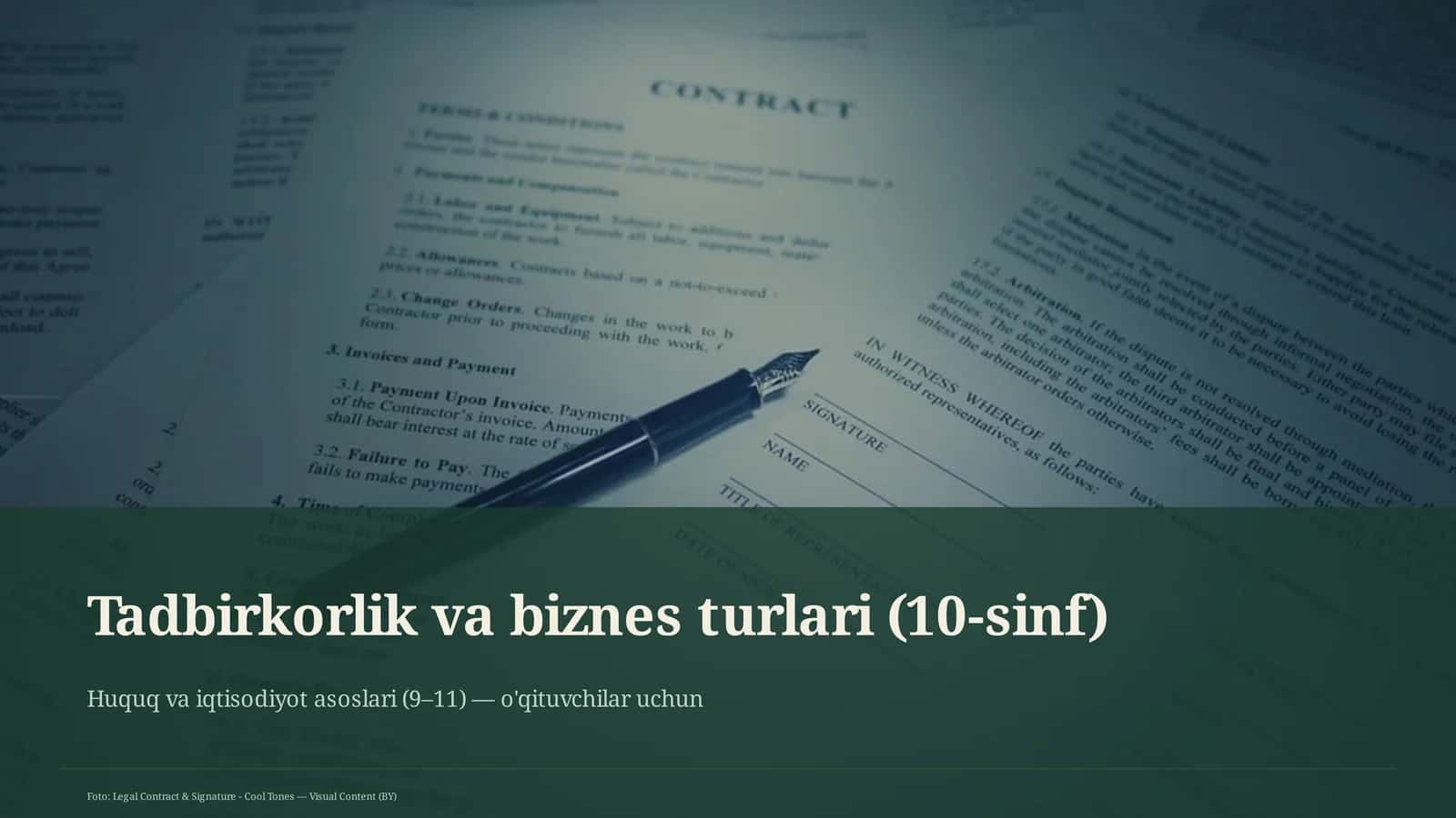 Tadbirkorlik va biznes turlari (10-sinf)