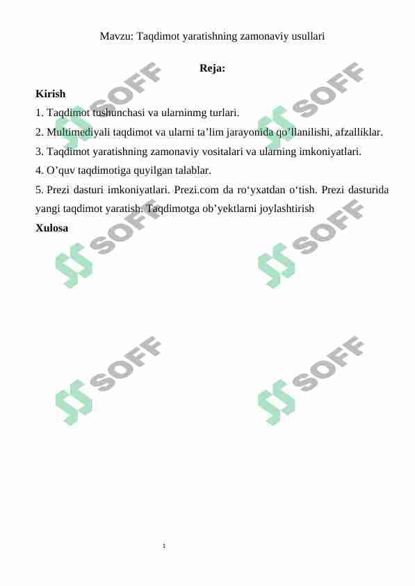 Taqdimot yaratishning zamonaviy usullari