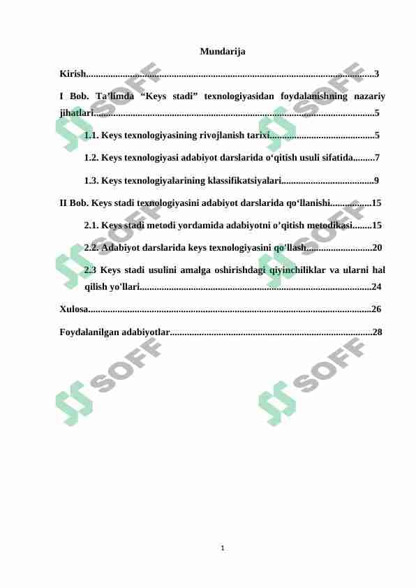 Adabiy ta'limda Keys stadi texnologiyalaridan foydalanish