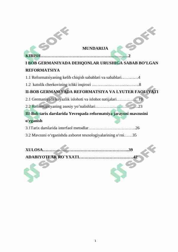 Tarixni o’qitishda reformatsiya mavzusini orgatish
