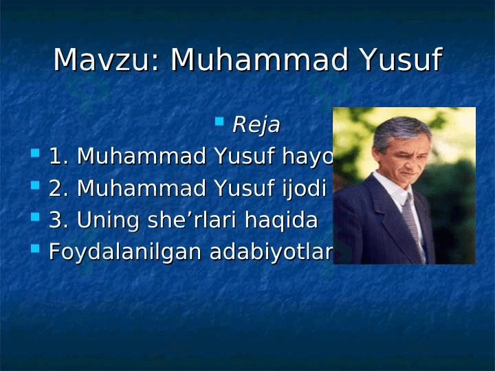 Muhammad Yusuf hayoti va ijodi